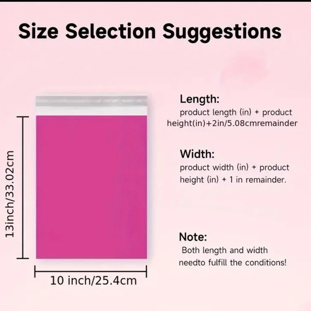 Pink 10” x 13” polymailers